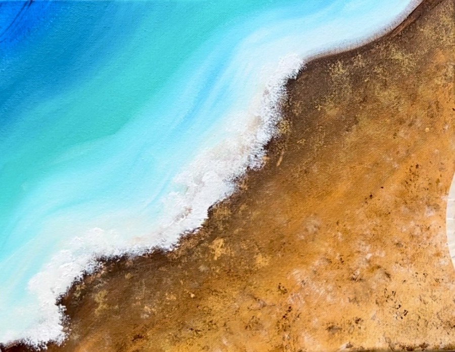 Sponge Paitning Shell Shoreline Seashells - Acrylic Painting Tutorial - Tracie Kiernan - Step ...