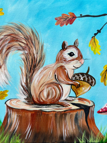 Squirrel hot Acorn Autumn Painting/Ornament