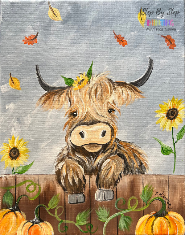 Fall Highland Cow - Acrylic Painting Tutorial 