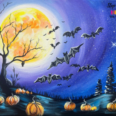 Bats Landscape – Acrylic Painting Tutorial