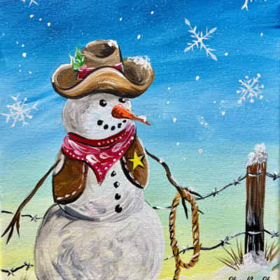 How To Paint A “Cowboy Snowman” – Acrylic Tutorial