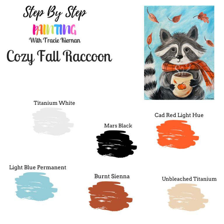 Cozy Fall Raccoon - Acrylic Painting Tutorial - Tracie Kiernan - Step ...