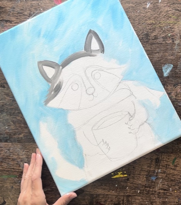 Cozy Fall Raccoon - Acrylic Painting Tutorial - Tracie Kiernan - Step ...