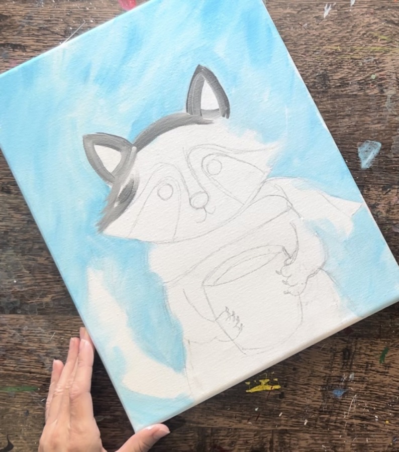 Cozy Fall Raccoon - Acrylic Painting Tutorial - Tracie Kiernan - Step ...