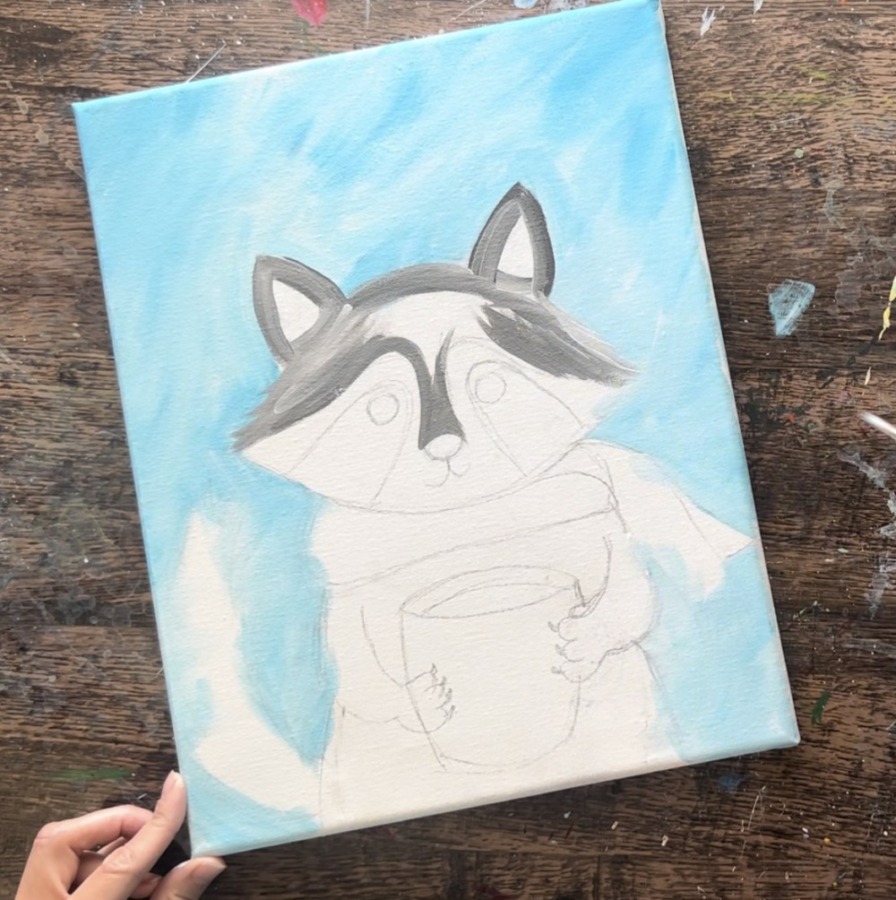 Cozy Fall Raccoon - Acrylic Painting Tutorial - Tracie Kiernan - Step By Step Painting