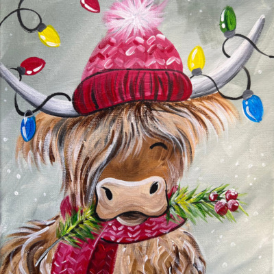 Festive Highland Cow – Acrylic Painting Tutorial