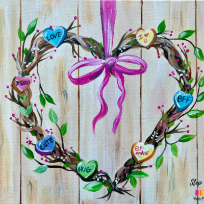 Rustic Valentine’s Day Wreath – Acrylic Painting Tutorial