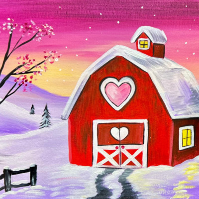 Valentine’s Day Barn – Acrylic Painting Tutorial