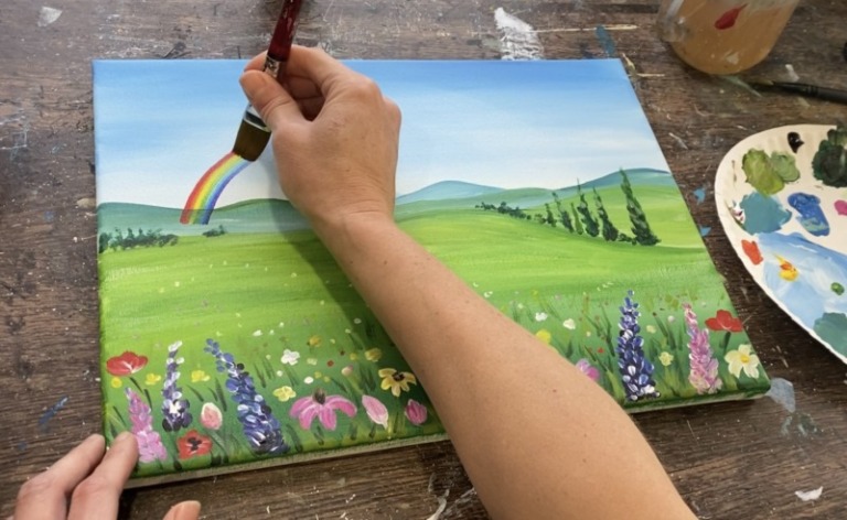 Rainbow Wildflowers - Acrylic Painting Tutorial - Tracie Kiernan - Step ...