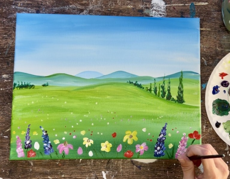 Rainbow Wildflowers - Acrylic Painting Tutorial - Tracie Kiernan - Step ...