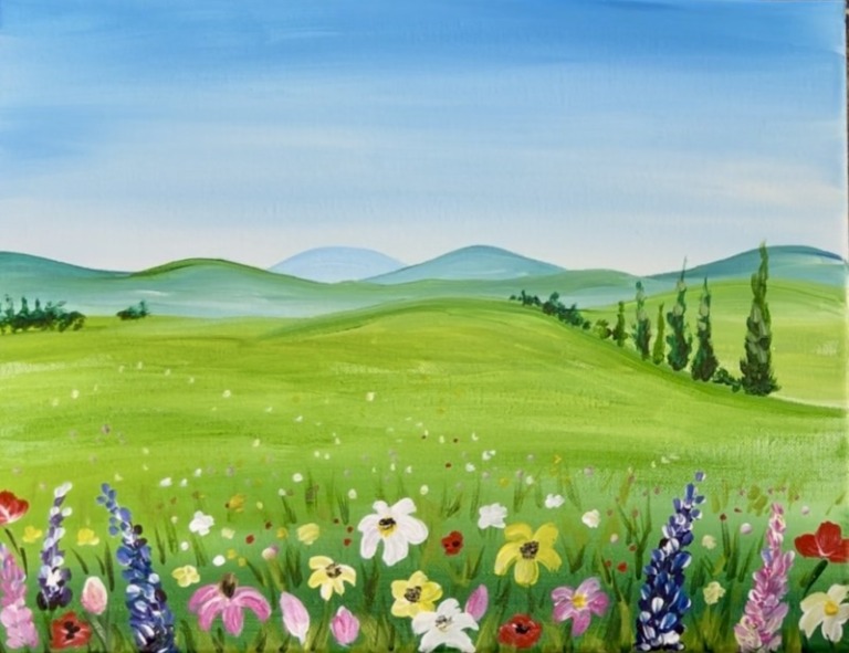 Rainbow Wildflowers - Acrylic Painting Tutorial - Tracie Kiernan - Step ...