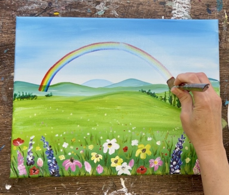 Rainbow Wildflowers - Acrylic Painting Tutorial - Tracie Kiernan - Step ...