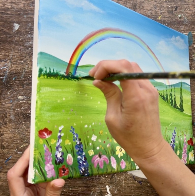 Rainbow Wildflowers - Acrylic Painting Tutorial - Tracie Kiernan - Step ...