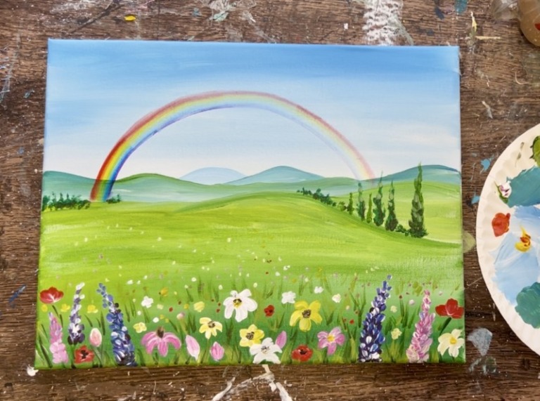 Rainbow Wildflowers - Acrylic Painting Tutorial - Tracie Kiernan - Step ...