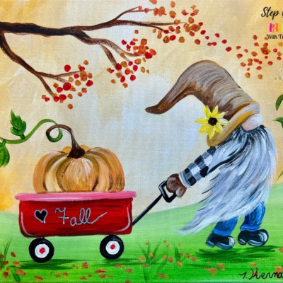 Pumpkin Wagon Gnome – Acrylic Painting Tutorial