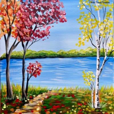 Autumn Lakeside – Acrylic Painting Tutorial