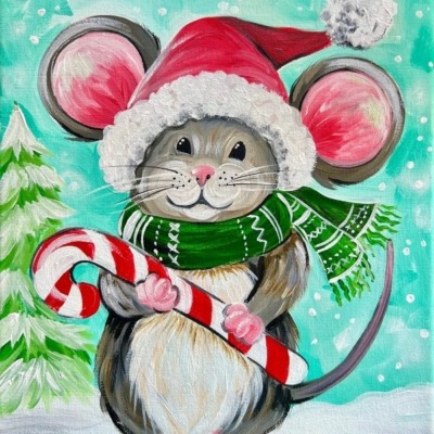 Candy Cane Mouse – Acrylic Painting Tutorial