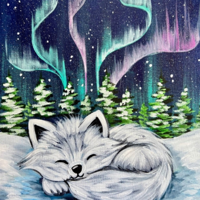 Sleepy Aurora Fox – Acrylic Painting Tutorial