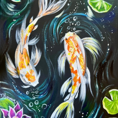 Midnight Koi Fish – Acrylic Painting Tutorial