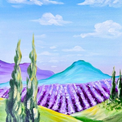 Lavender Fields – Acrylic Painting Tutorial