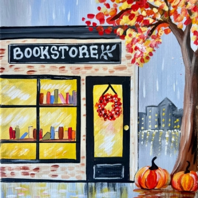 The Cozy Autumn Bookstore – Acrylic Painting Tutorial